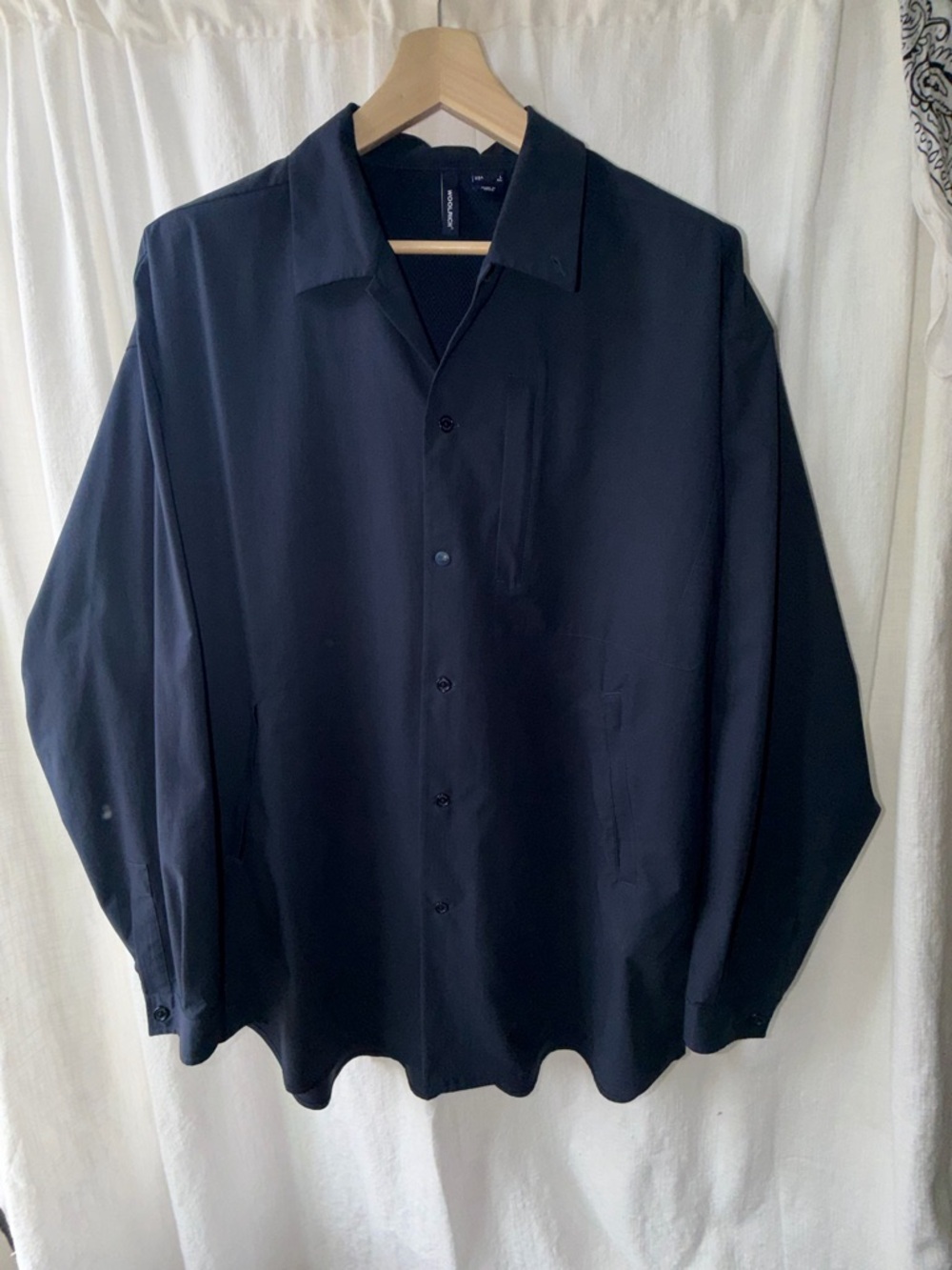 Woolrich XL Navy Shacket Shirt Jacket Lightweight Overshirt Zip Pocket